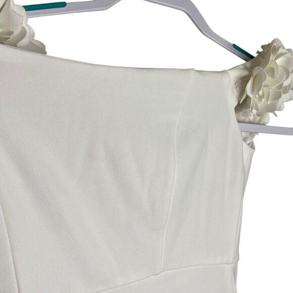Lulus Mini Dress Womens XS White LWD Floral Off Shoulder Bodycon Pretty Presence - Picture 5 of 11